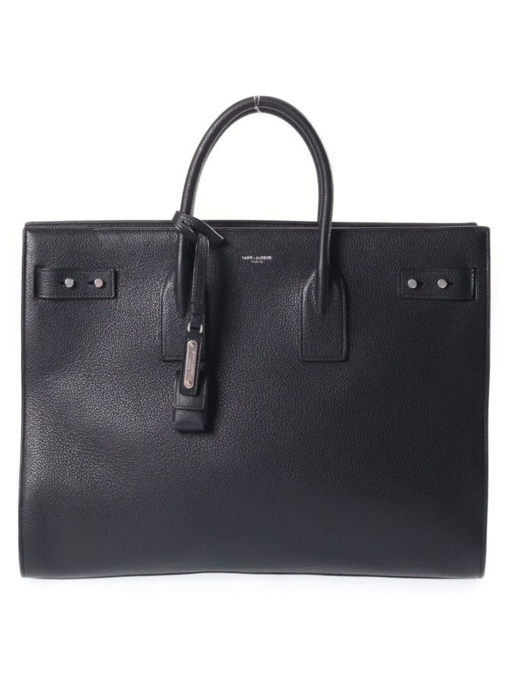 Saint Laurent Paris Thin Sac de Jour Large Gray Leather 2-Way Shoulder Bag Black